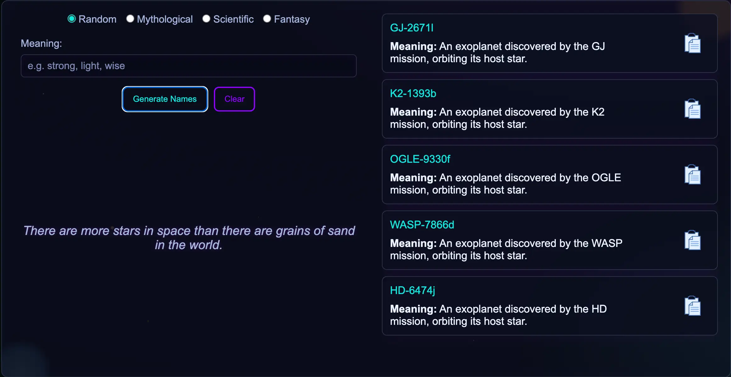 Planet Name Generator